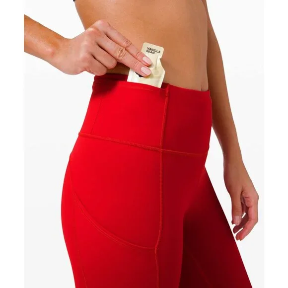 Lululemon Fast Free Crop II 19" Womens High-Waisted Leggings Size 2 W6BCUS Red - Picture 4 of 11